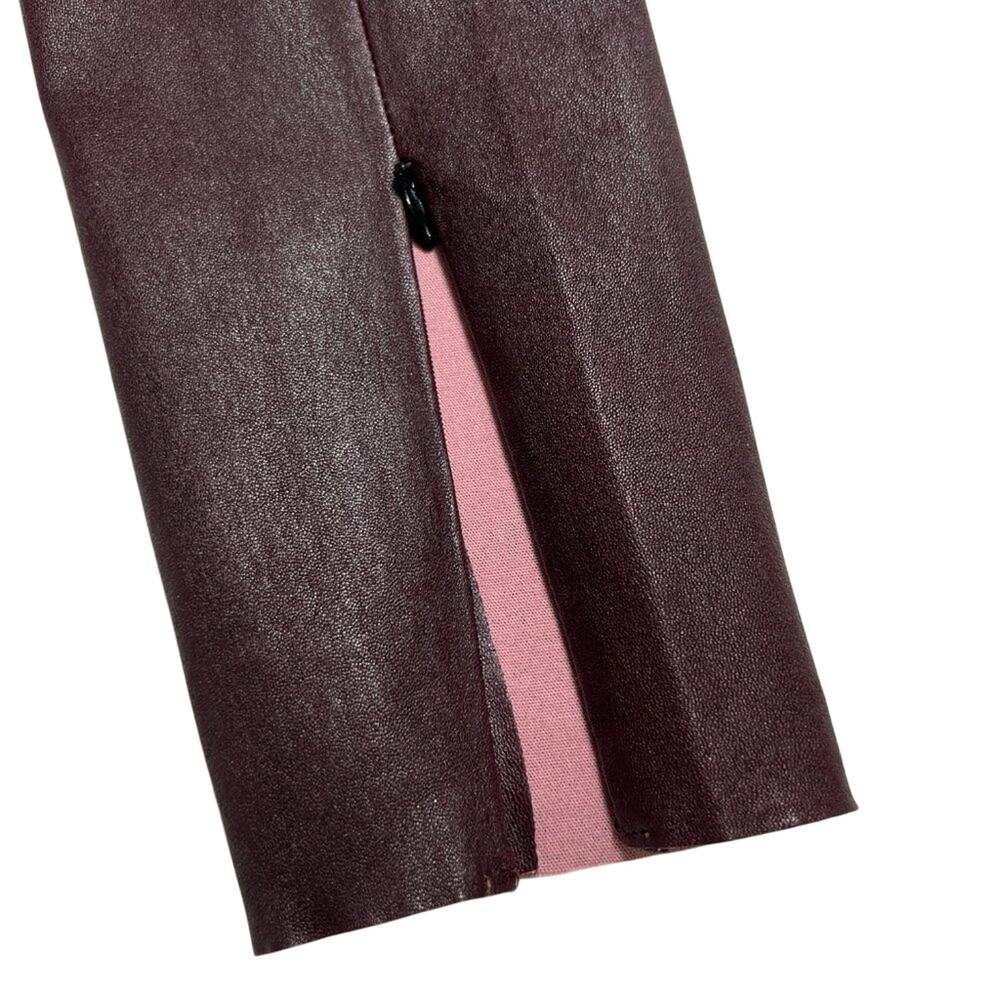 Mackage Lamb Leather Skinny Pants Size 8 Maroon Stretch Zip Luxe Leggings CANADA - Picture 5 of 13